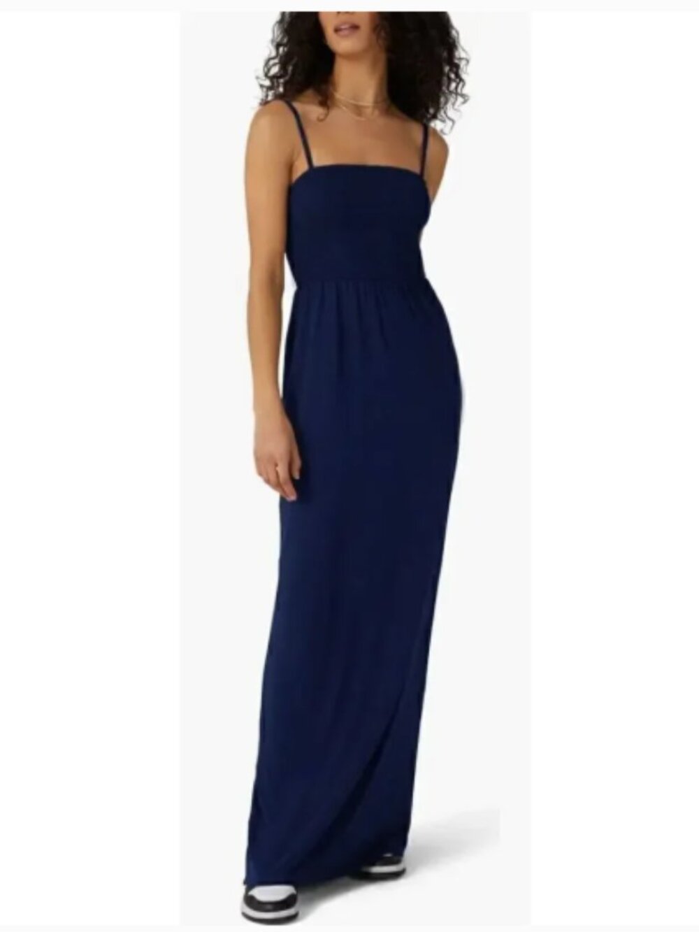 Favorite Daughter "The Apartment" Smocked Bodice Knit Maxi Dress – Navy Blue – S